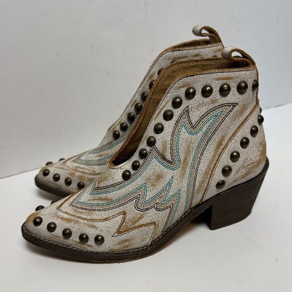 Circle G by Corral Leather Studded Ankle Boots USA Women's Sz. 6 - Picture 3 of 8